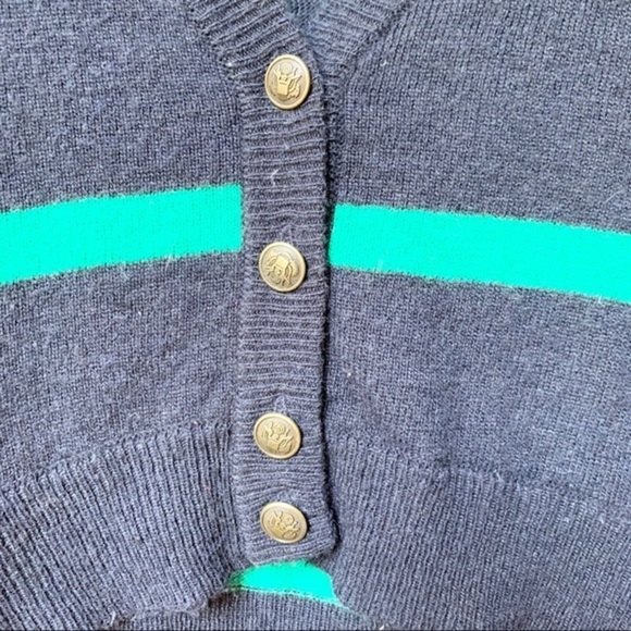 Wool Blend Eclectic Grandpa Striped Button Down Cropped Cardigan Preppy Sweater - Picture 3 of 14